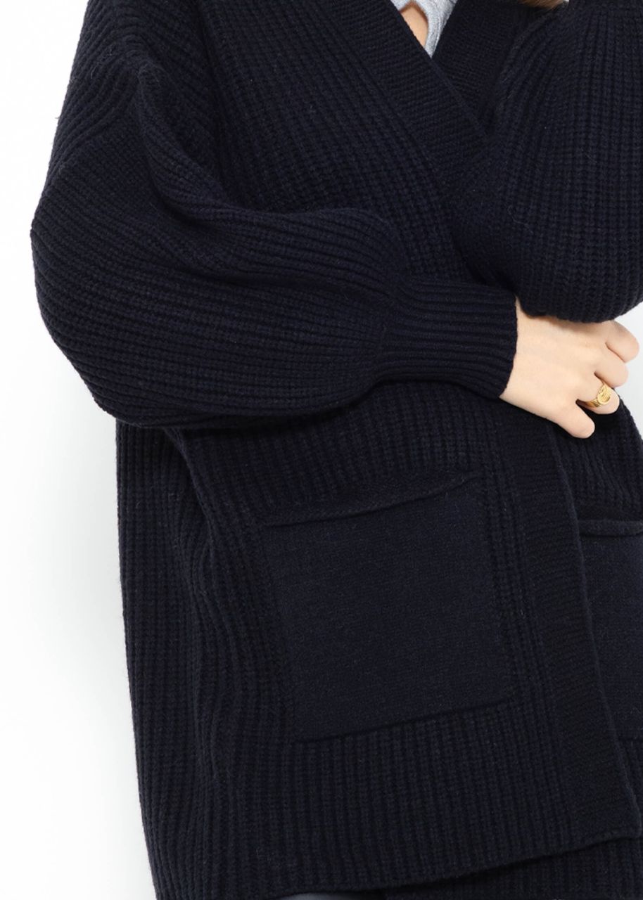 Soft knit cardigan with pockets - black