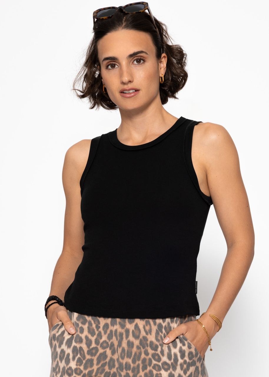 Tank top with outer seams - black