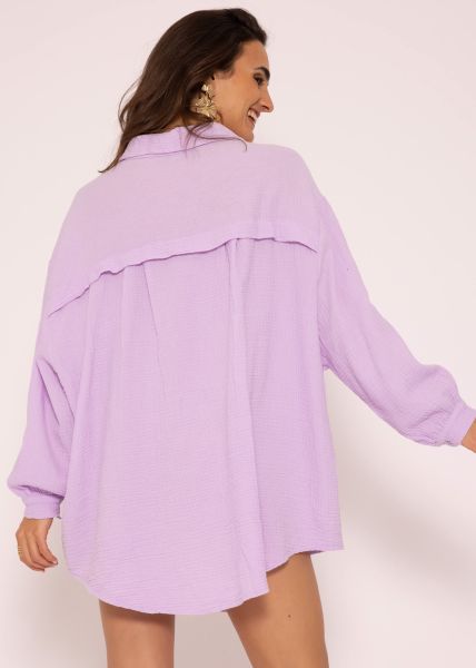 Muslin blouse oversize, lilac