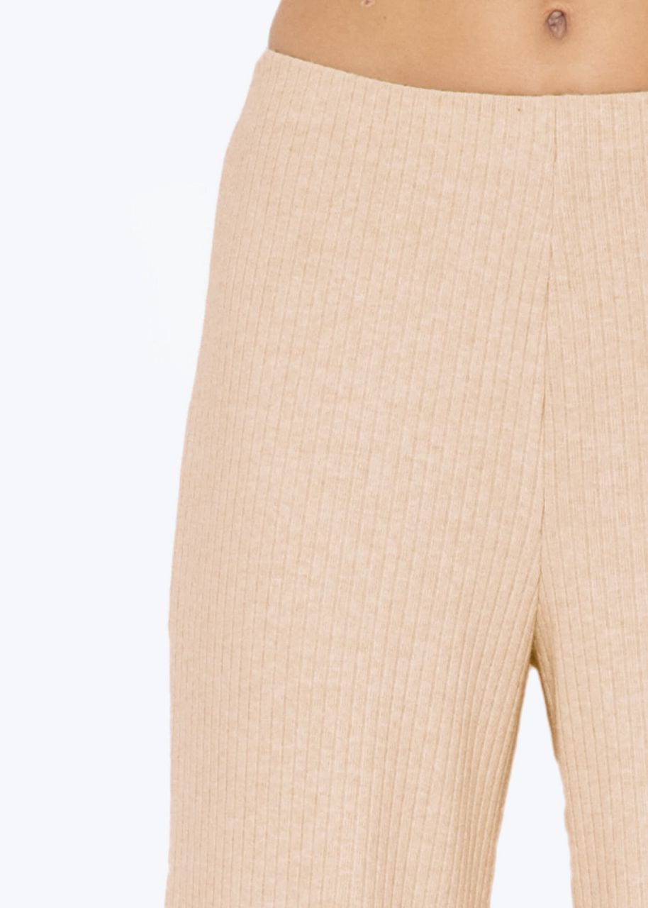 Wide leg ribbed trousers - light beige