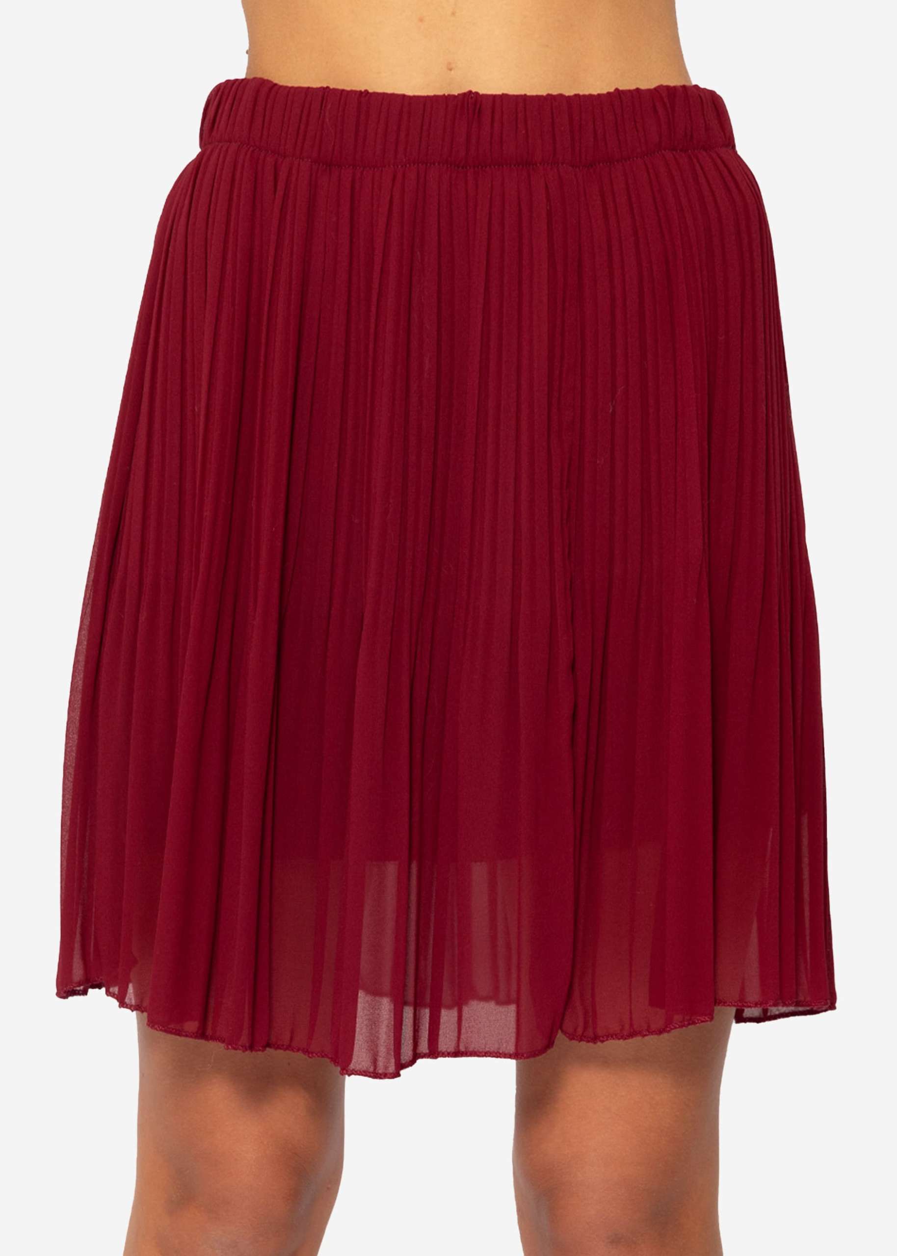 Pleated chiffon skirt, burgundy