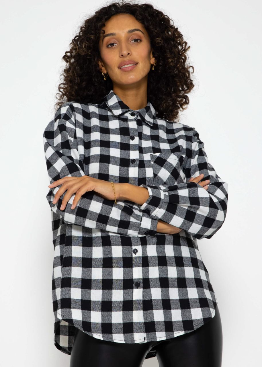 Checked blouse shirt - black and white