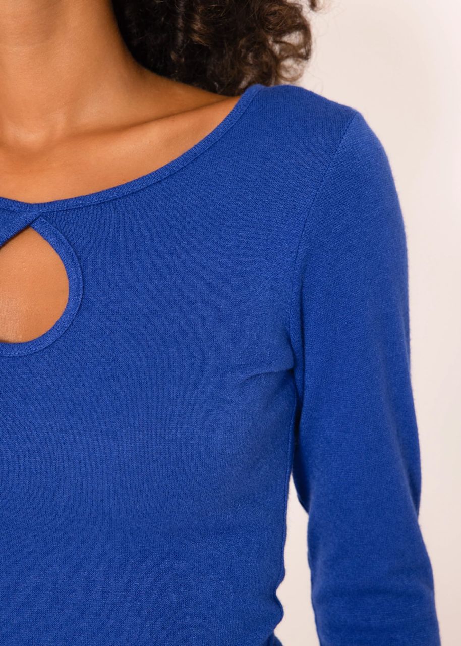 Long sleeve shirt with cut-out detail - royal blue