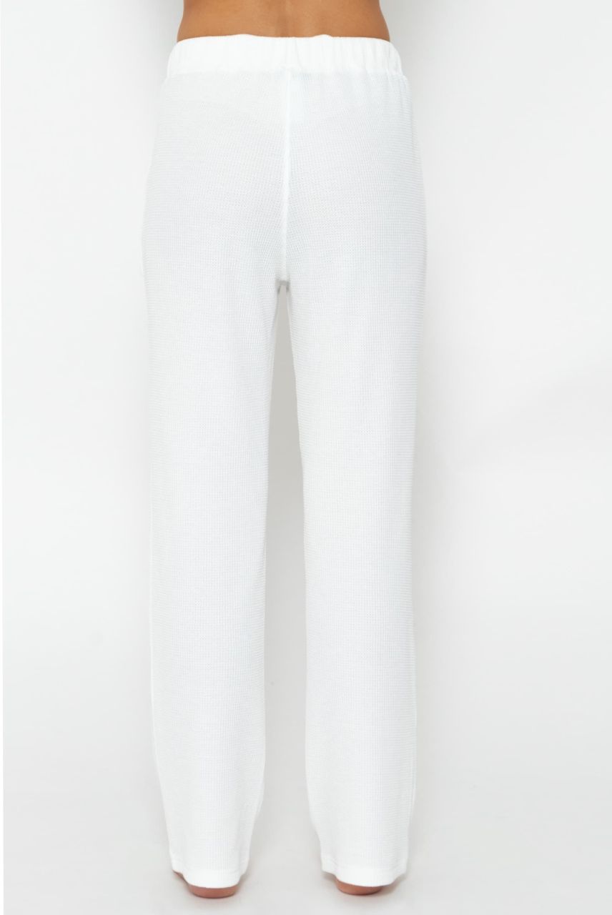 Casual Pants in Waffle Piqué - offwhite