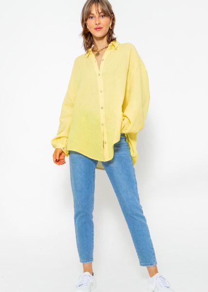 Muslin blouse oversize, short, yellow