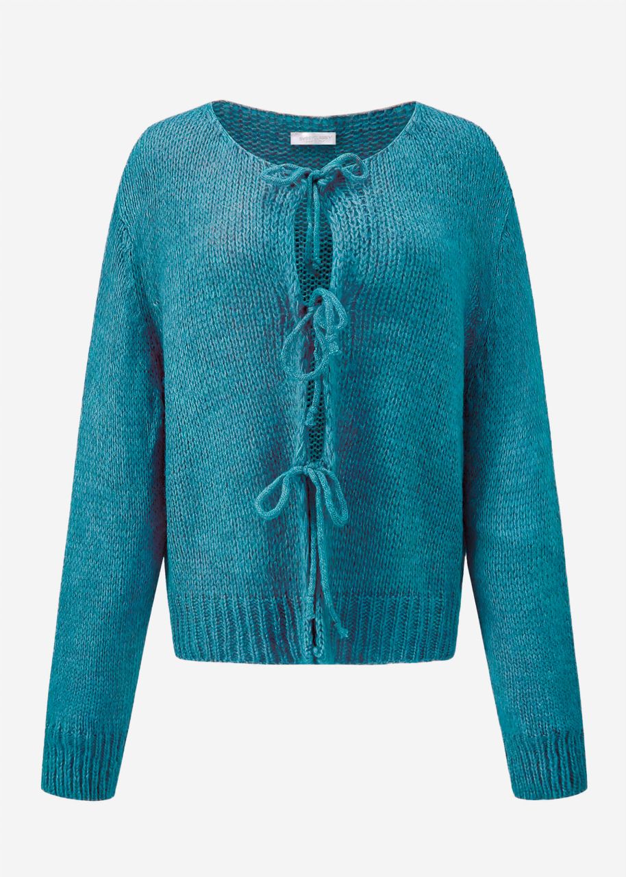 Cardigan with bow closure - petrol blue