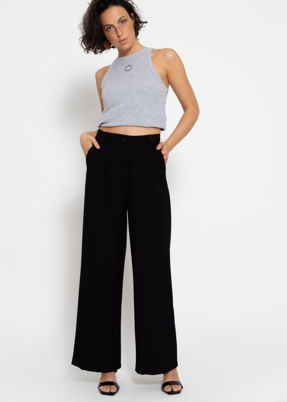 Wide pleated trousers - black