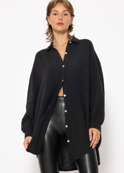 Muslin blouse oversize, black