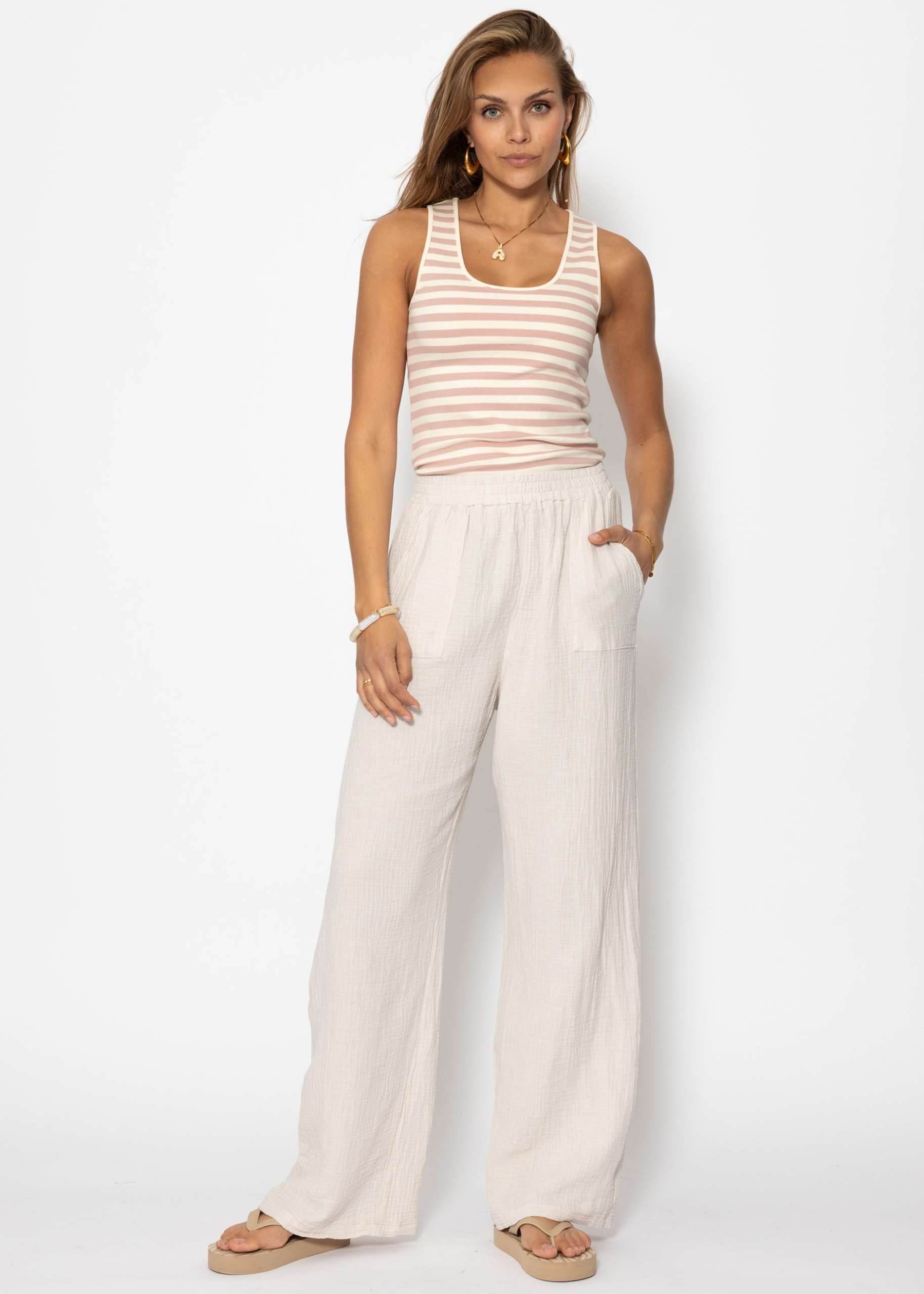 Muslin trousers - light beige