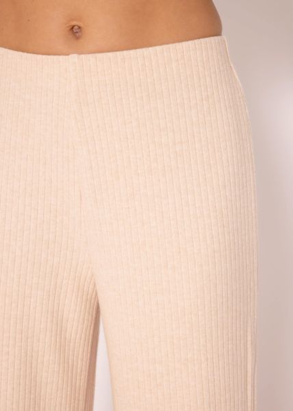 Wide leg ribbed trousers - light beige