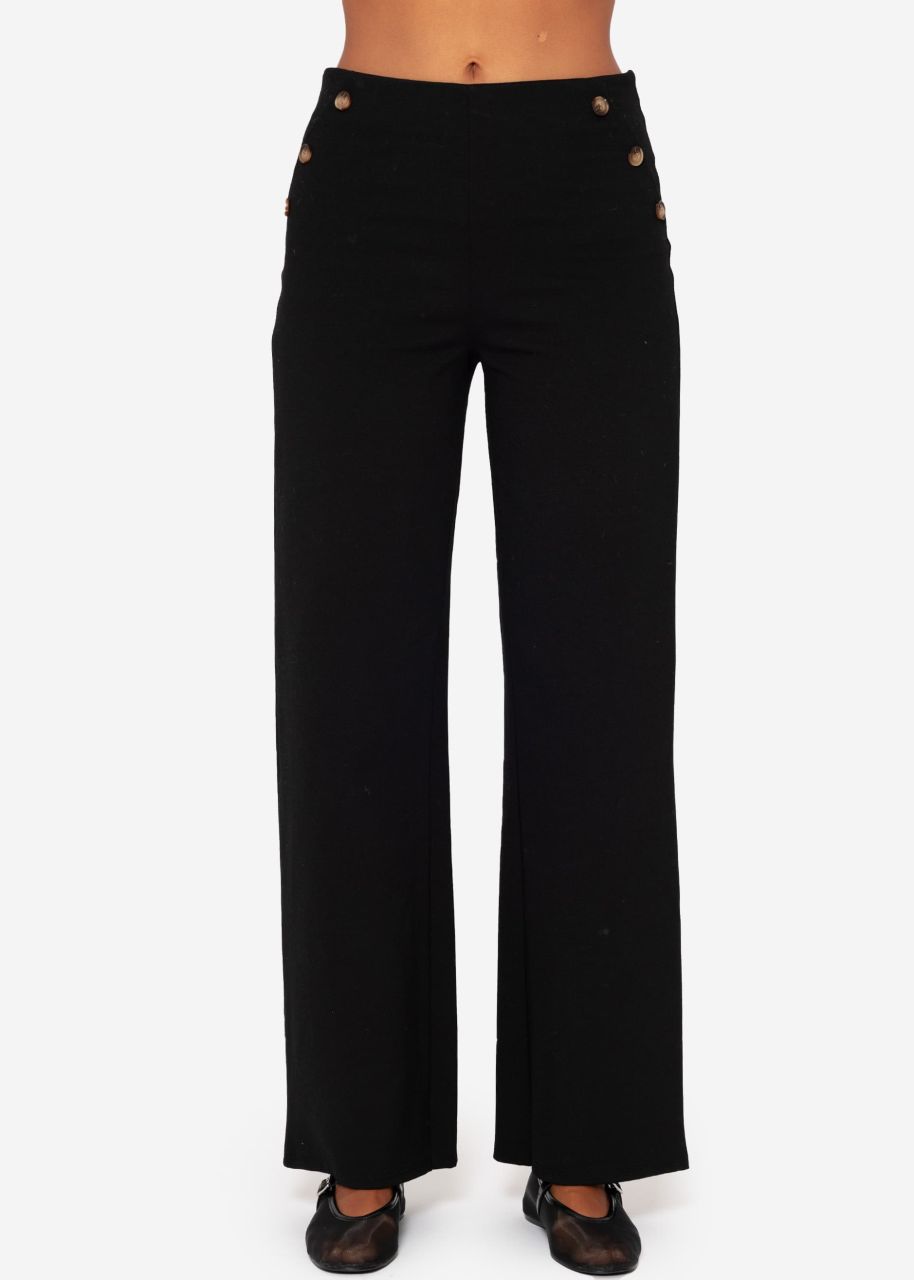 Trousers with decorative buttons - black