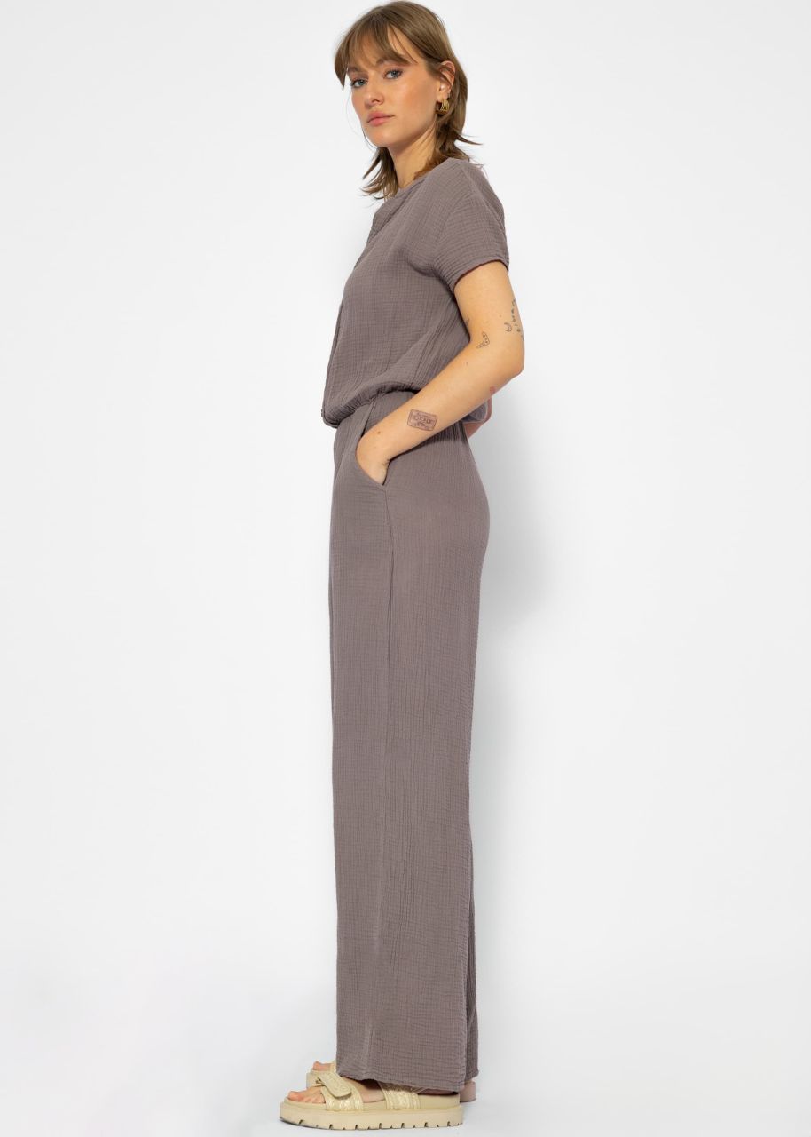 Casual muslin jumpsuit - taupe