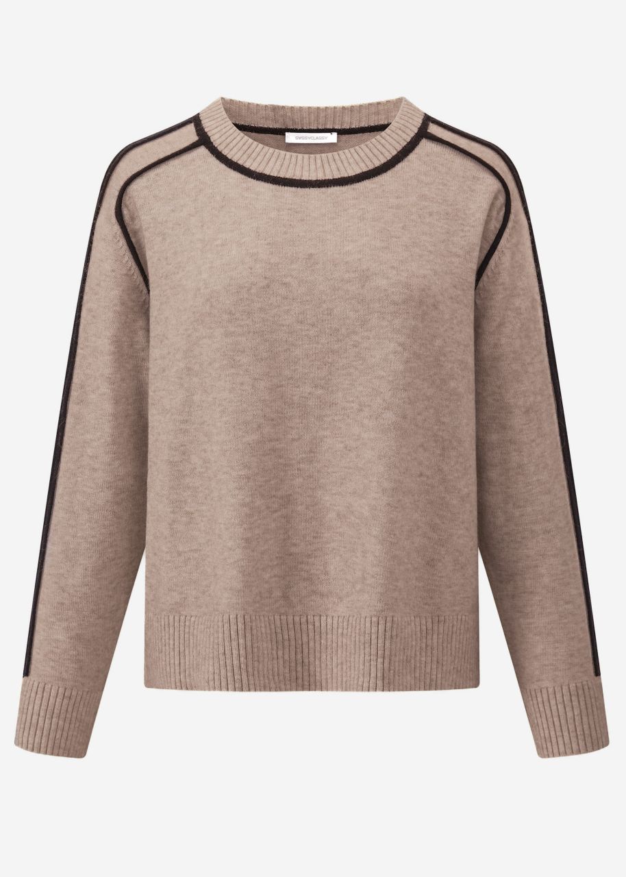 Jumper with decorative trims - taupe-black