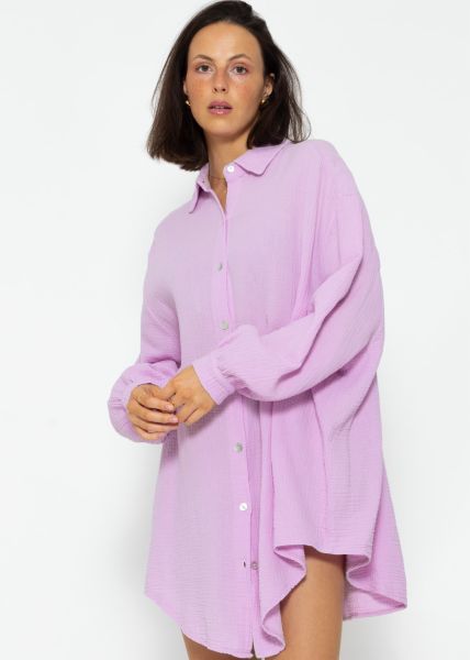 Muslin blouse oversize, lilac