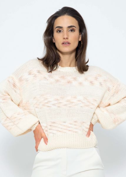 Sweater with multicolor stripes - offwhite-beige