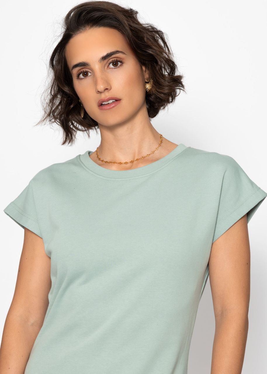 Long sweat dress with slit - sage green