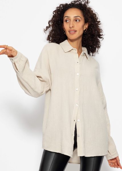 Regular fit muslin blouse - beige