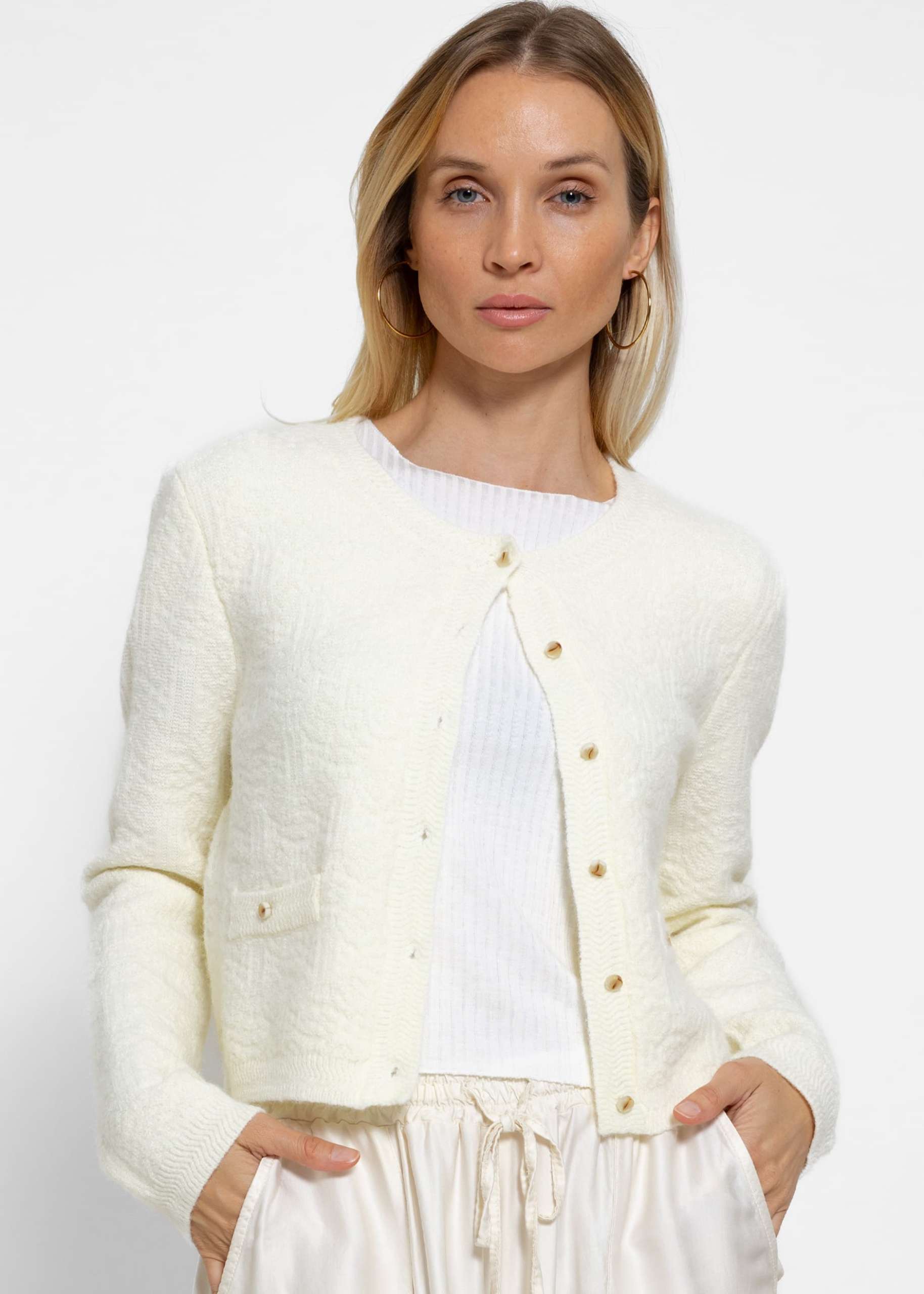 Short patterned jacket - offwhite