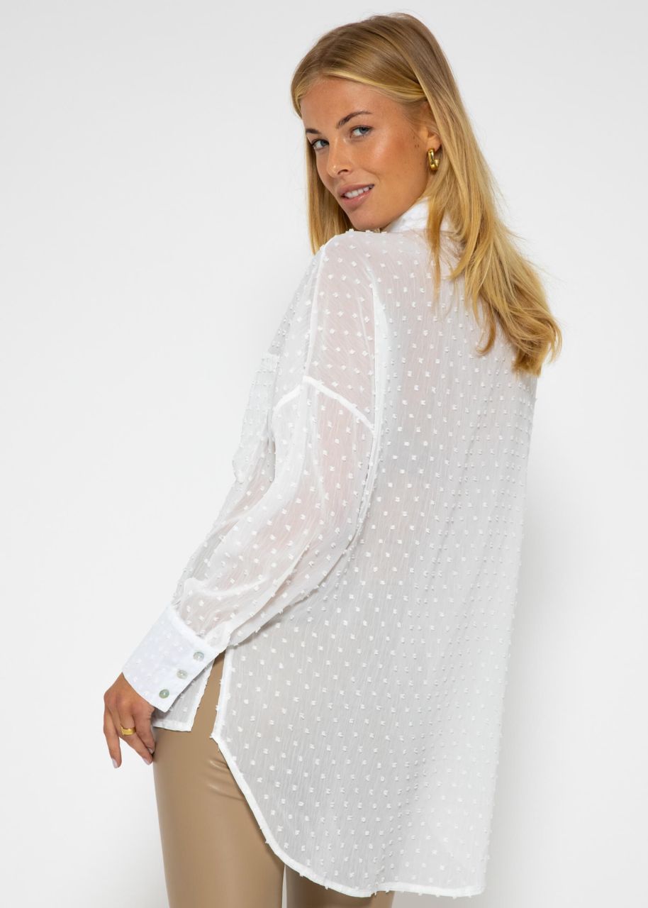 Oversize plumetis blouse, white