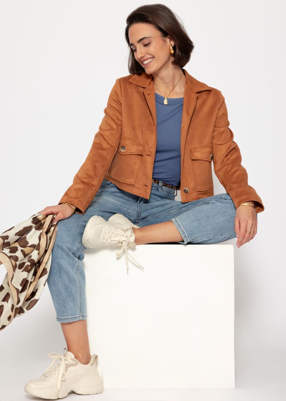 Suede-look jacket - cognac