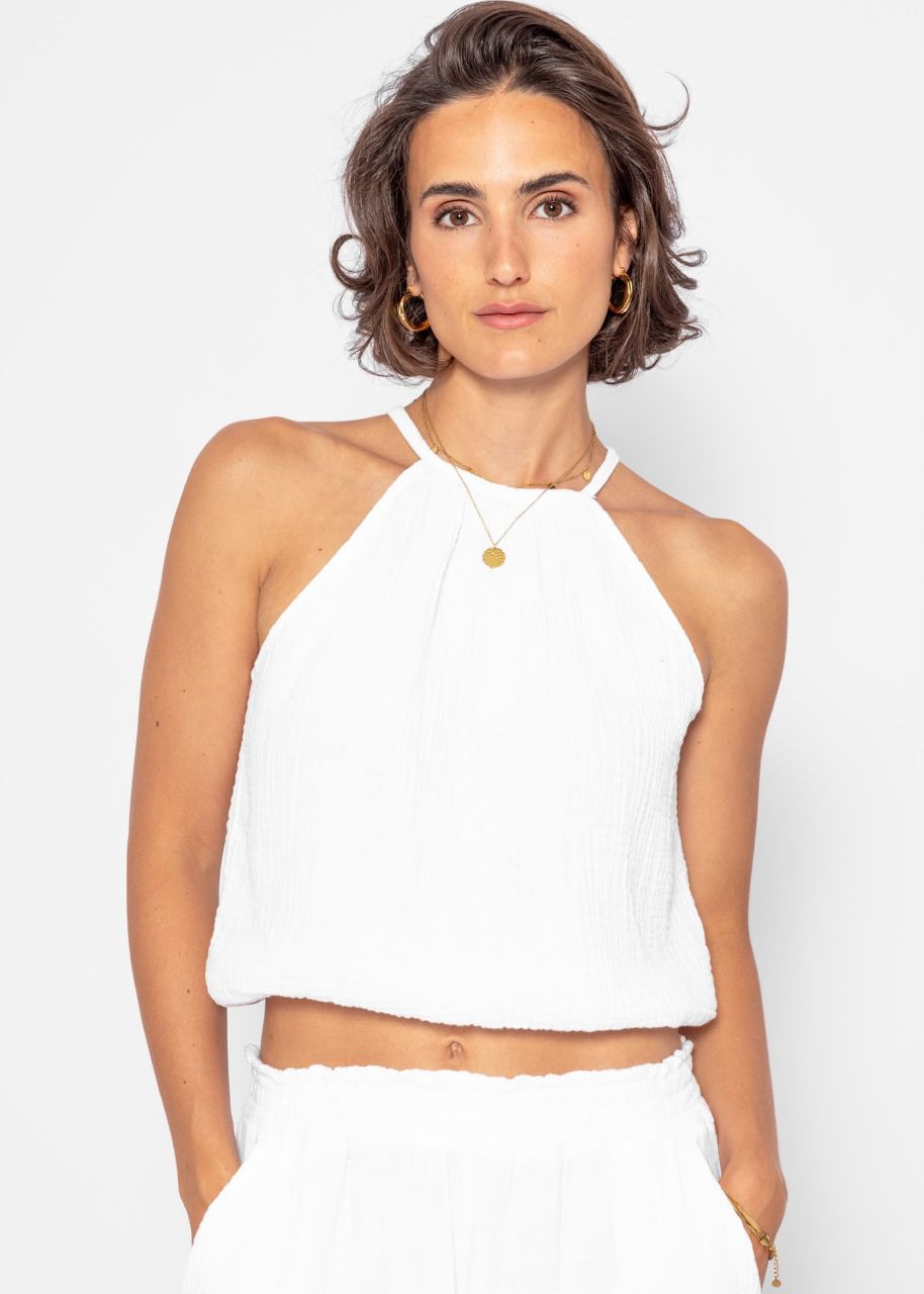 Off-the-shoulder muslin top - white