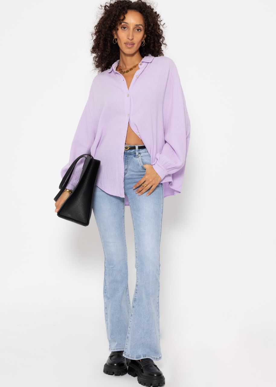 Muslin blouse oversize, short, lilac