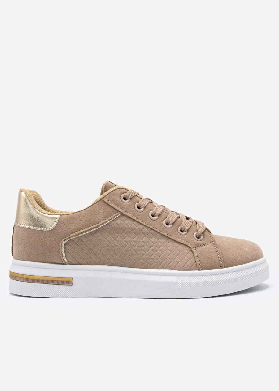 Sneaker with embossing, beige