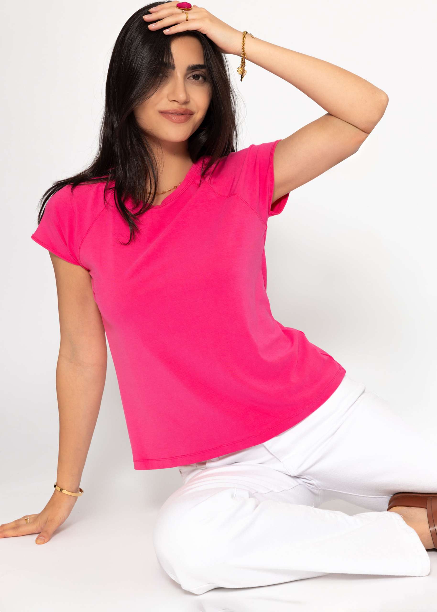 T-shirt with raglan stitching - pink