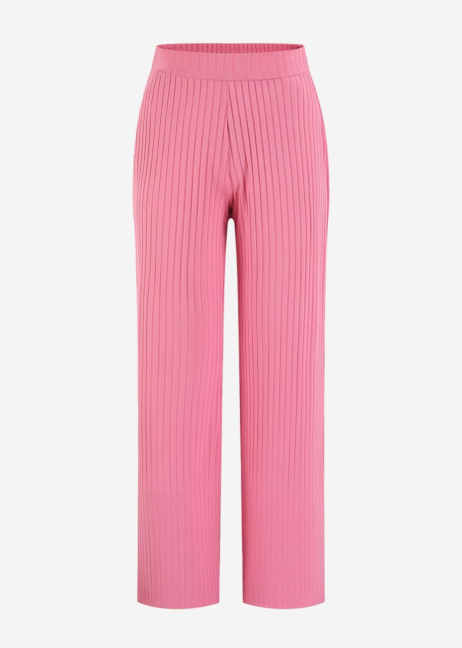 Wide, ribbed jersey trousers - pink