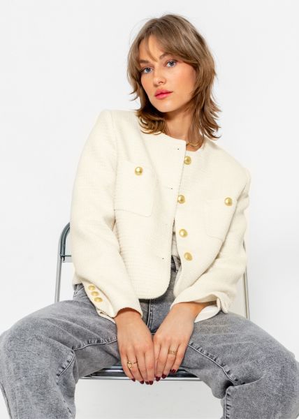 Short jacket with gold-colored buttons - beige
