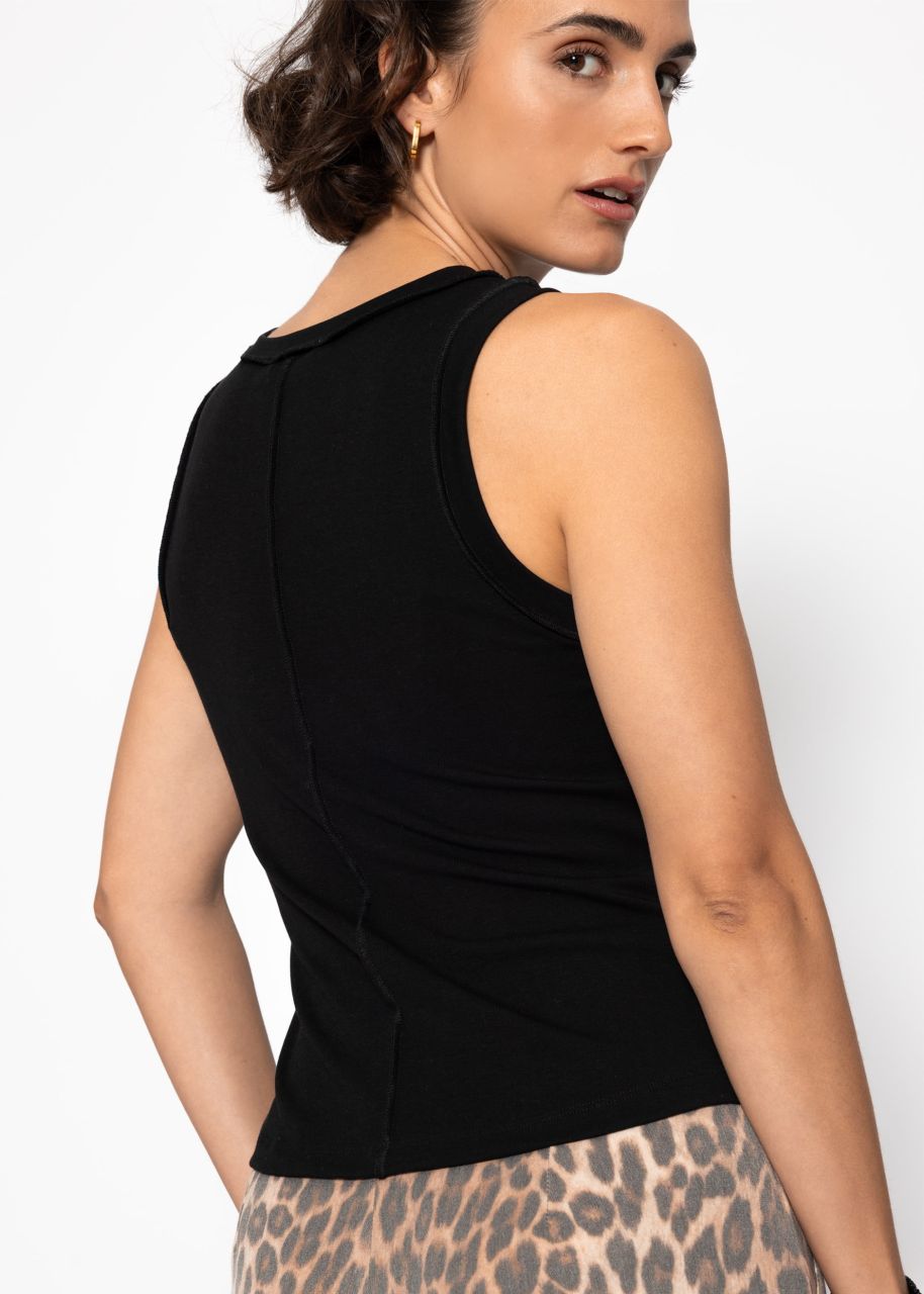 Tank top with outer seams - black
