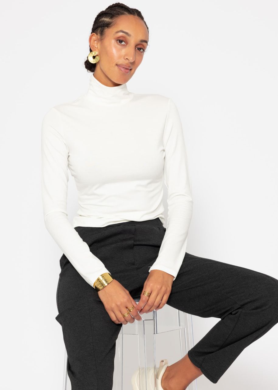 Long sleeve shirt with turtleneck - offwhite