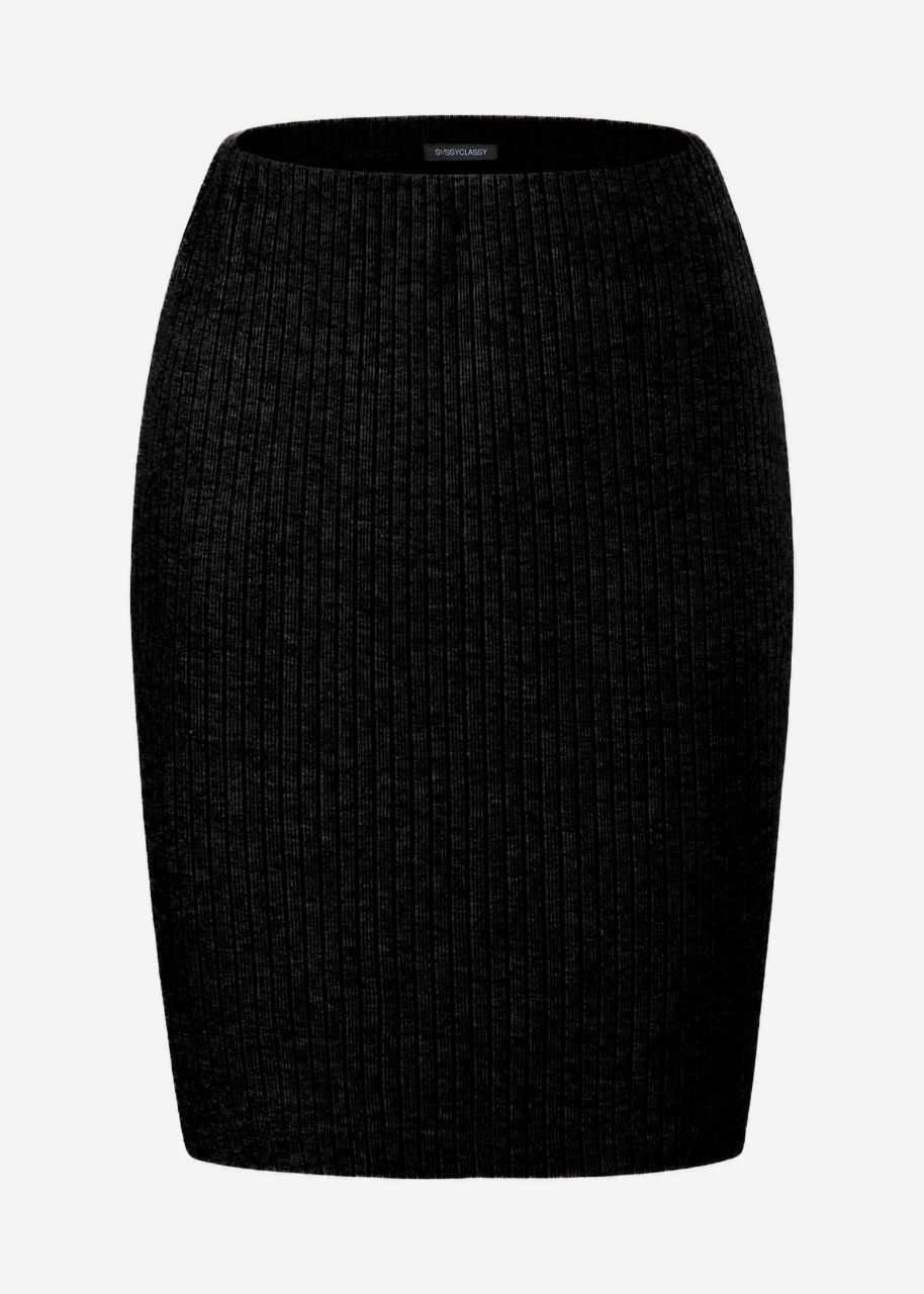 Ribbed short skirt - black