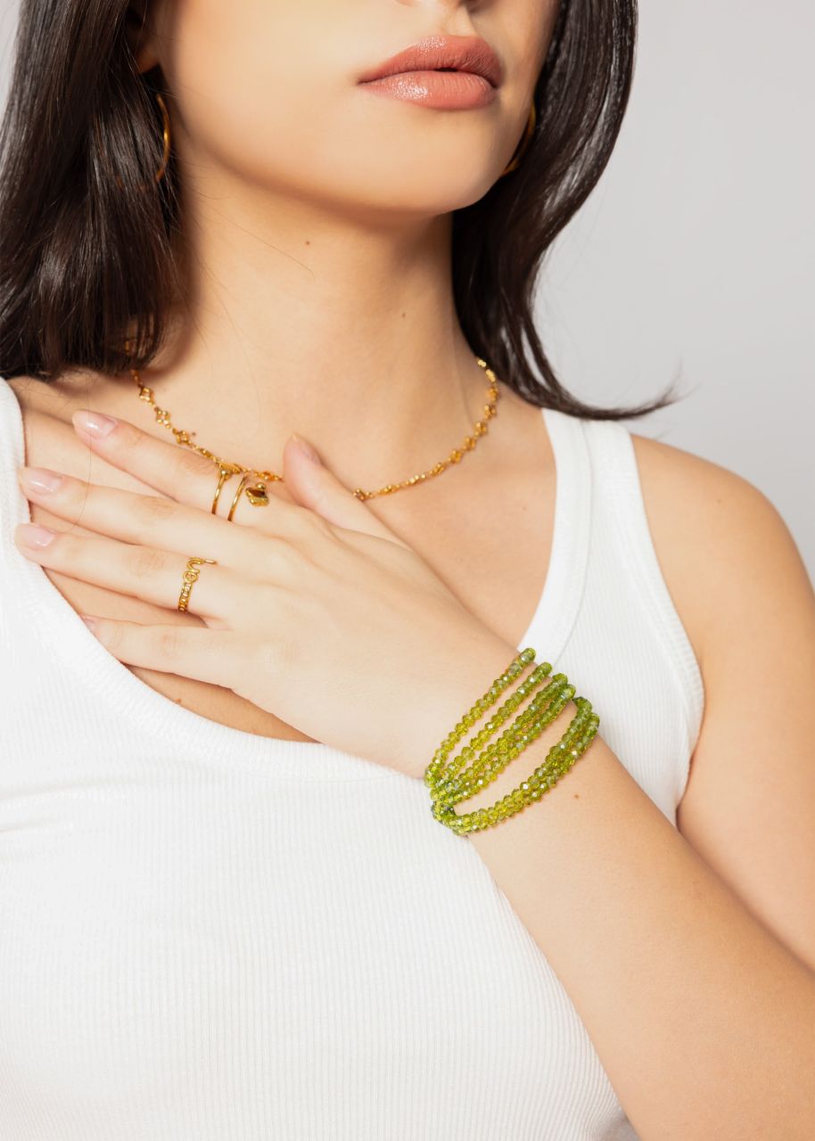 Multi-row pearl bracelet - khaki