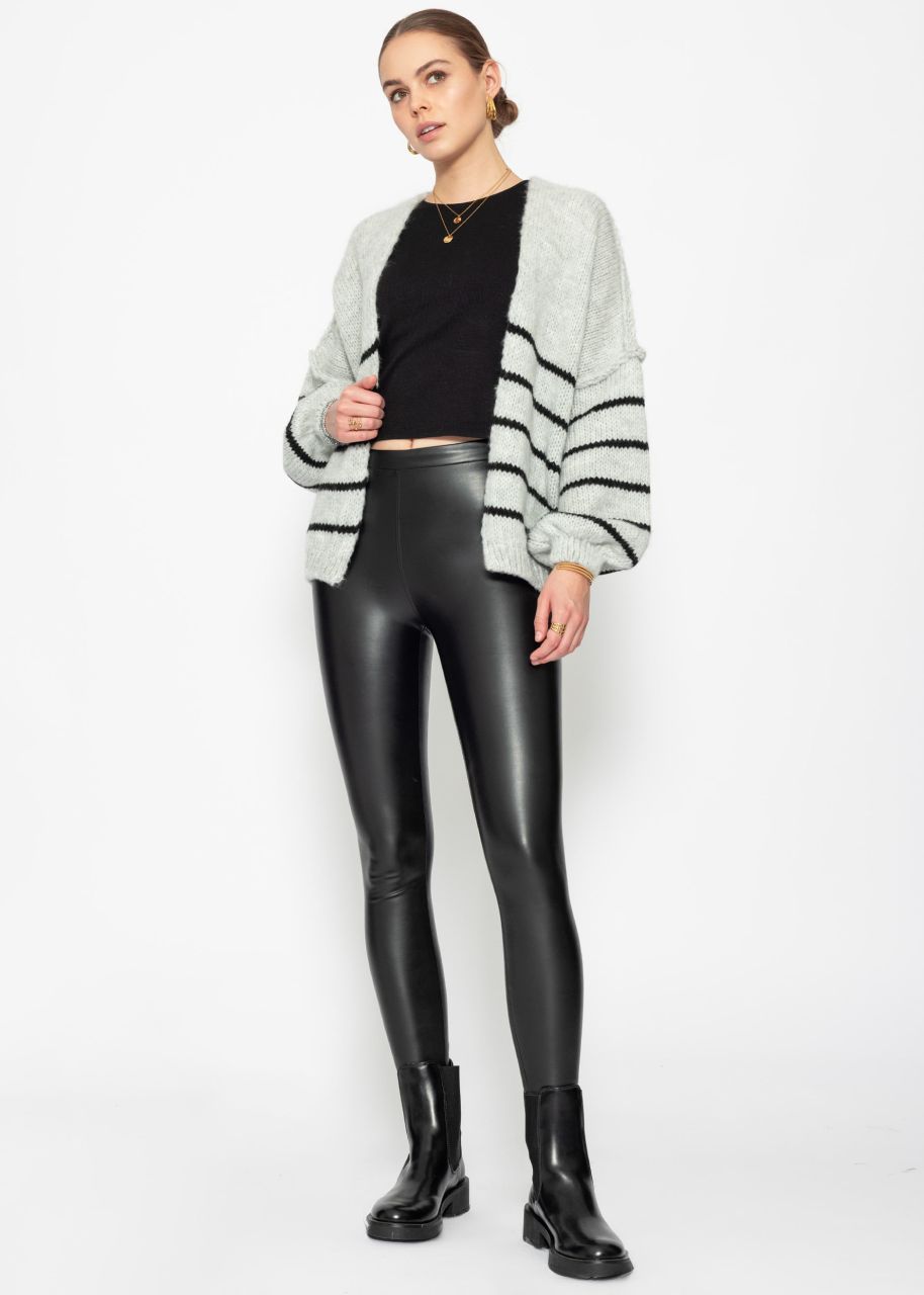 Striped cardigan with outer seams - gray