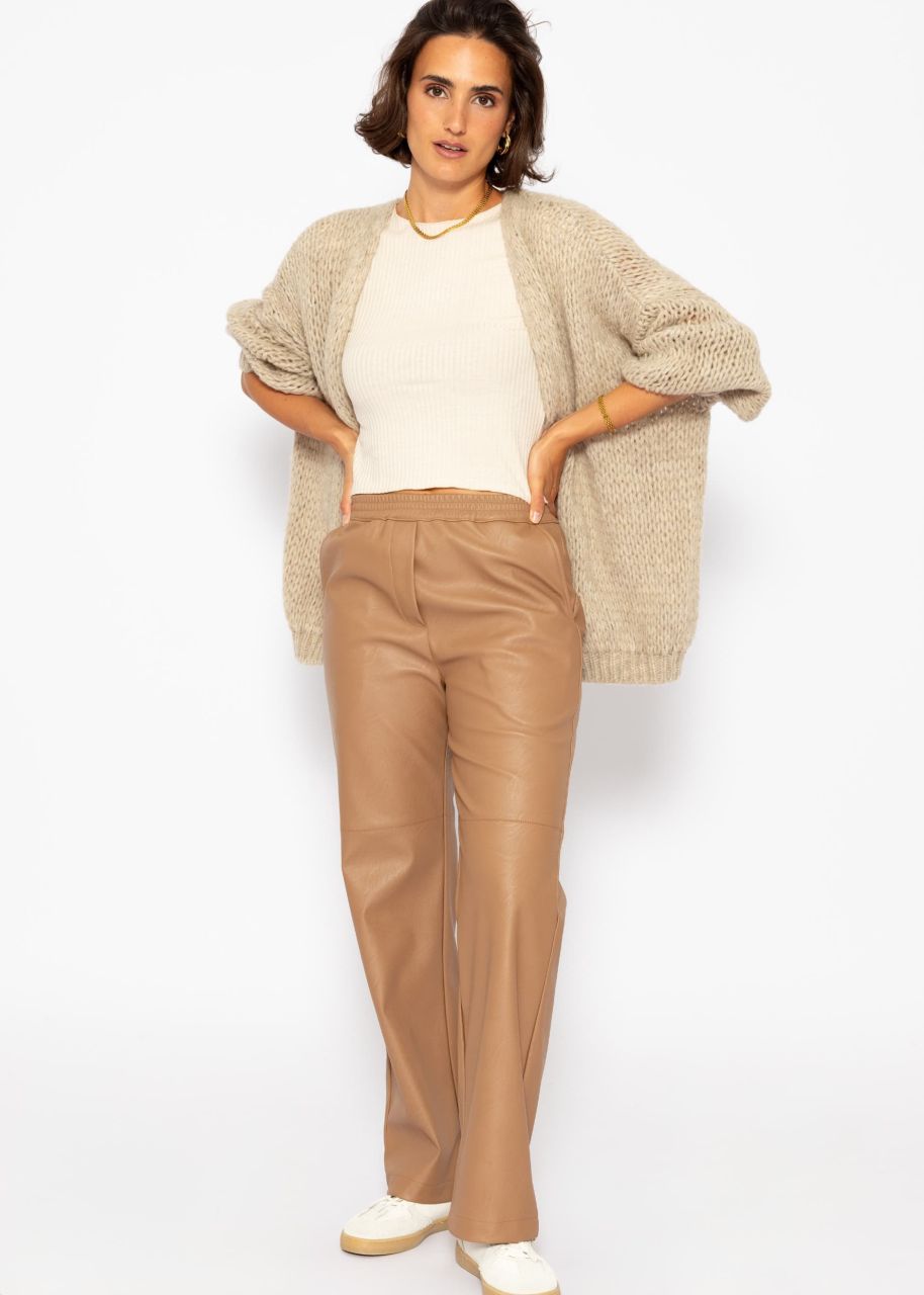 Faux leather trousers - camel