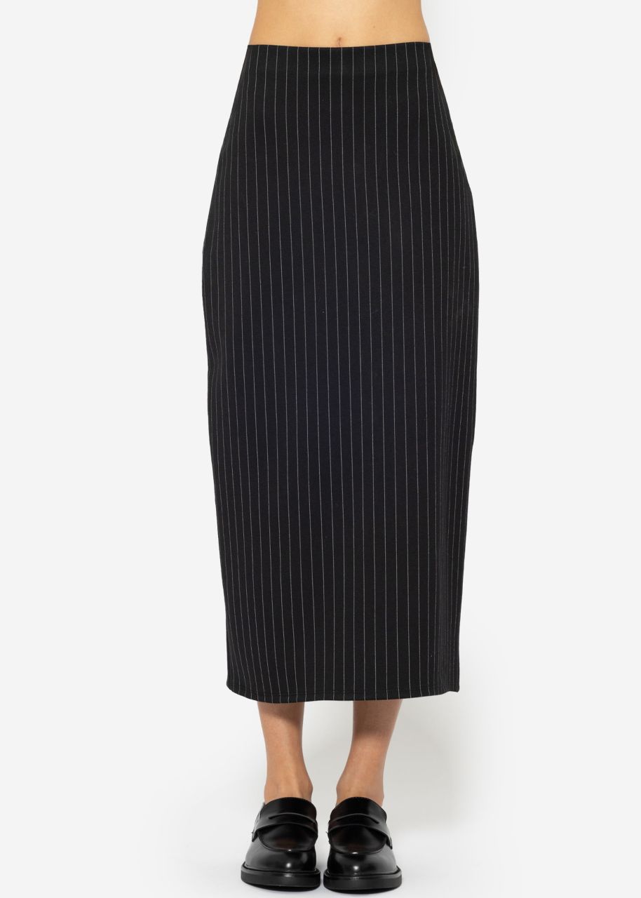 Long skirt with pinstripes - black