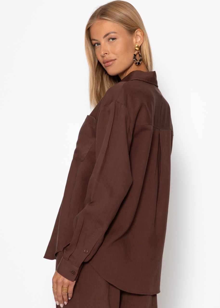 Linen shirt blouse - brown