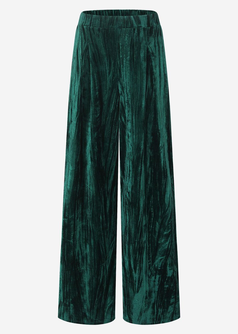 Wide velvet trousers - emerald green