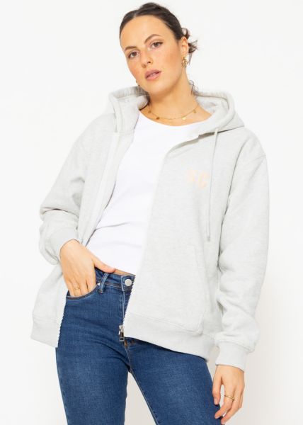 Sweat jacket with hood - light gray-melange