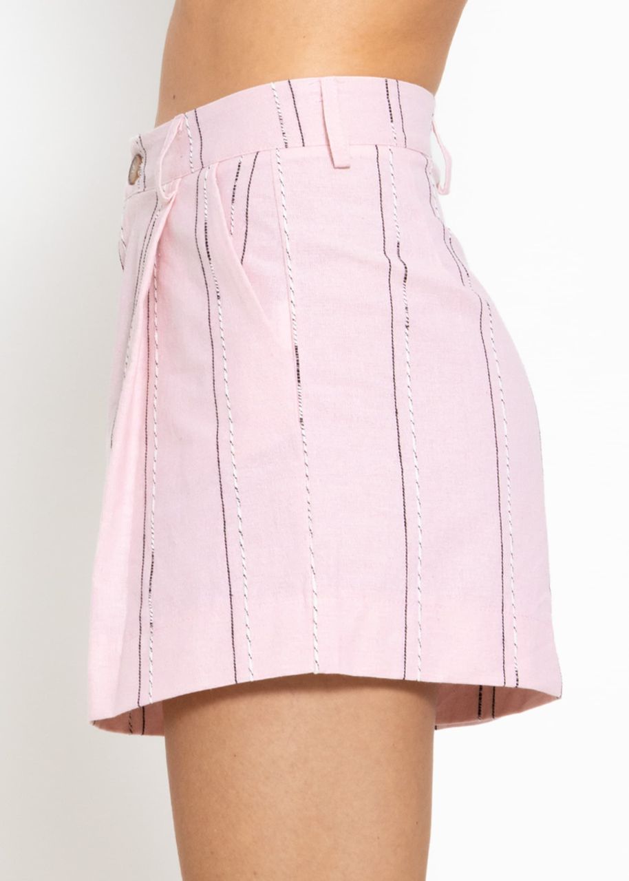Cotton shorts with stripe pattern - pink