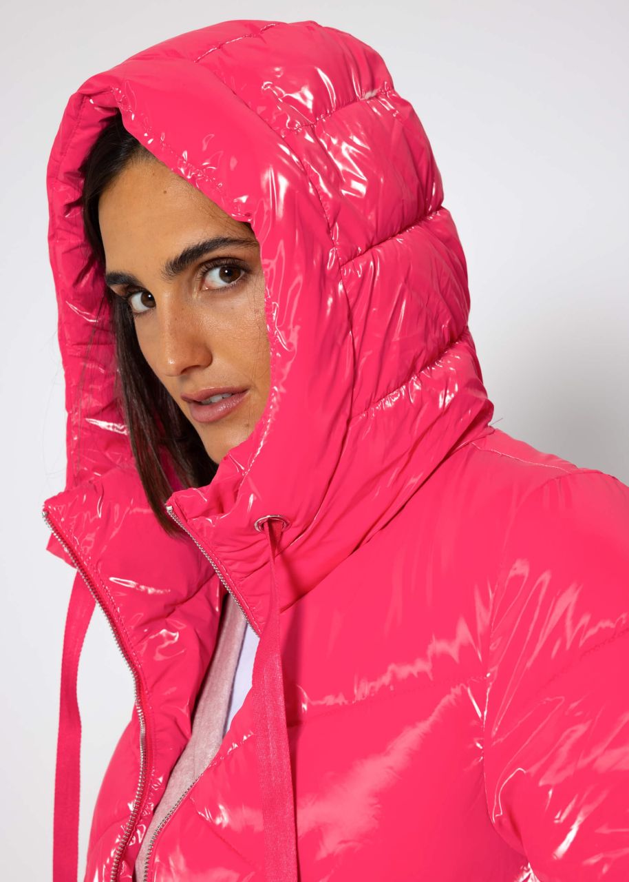 Puffer jacket with hood - pink