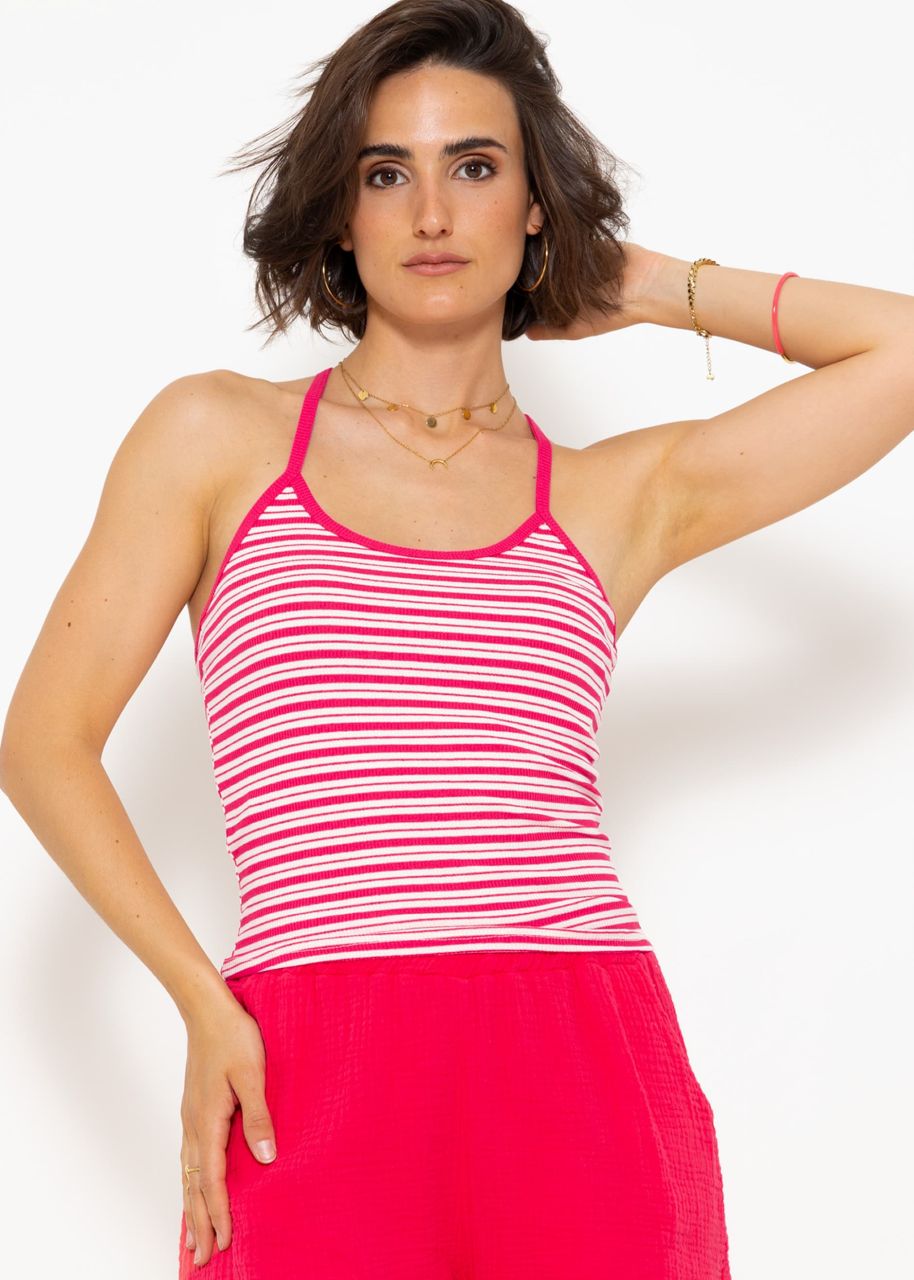 Striped strap top, pink