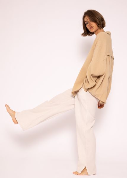 Muslin blouse oversize, short, caramell