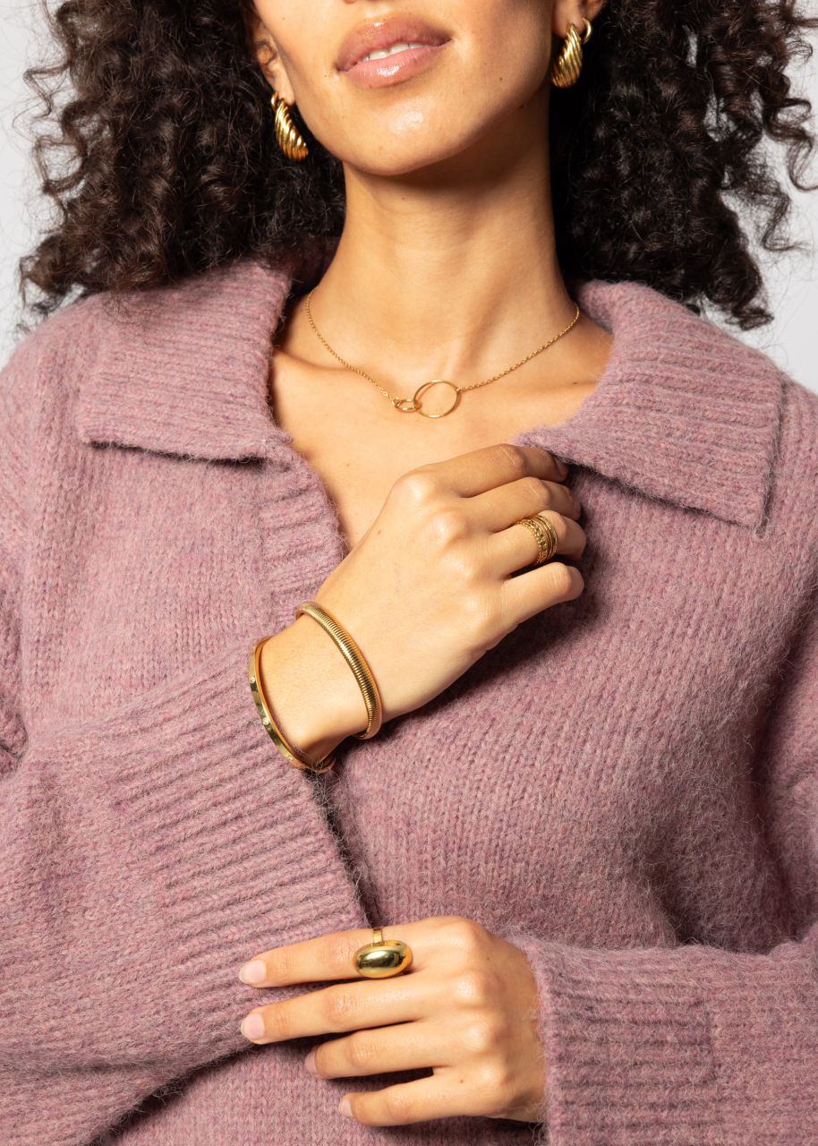 Oversized jumper with collar - mauve