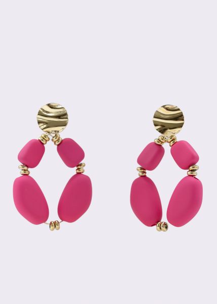 Stud earrings gold with large pearls, pink