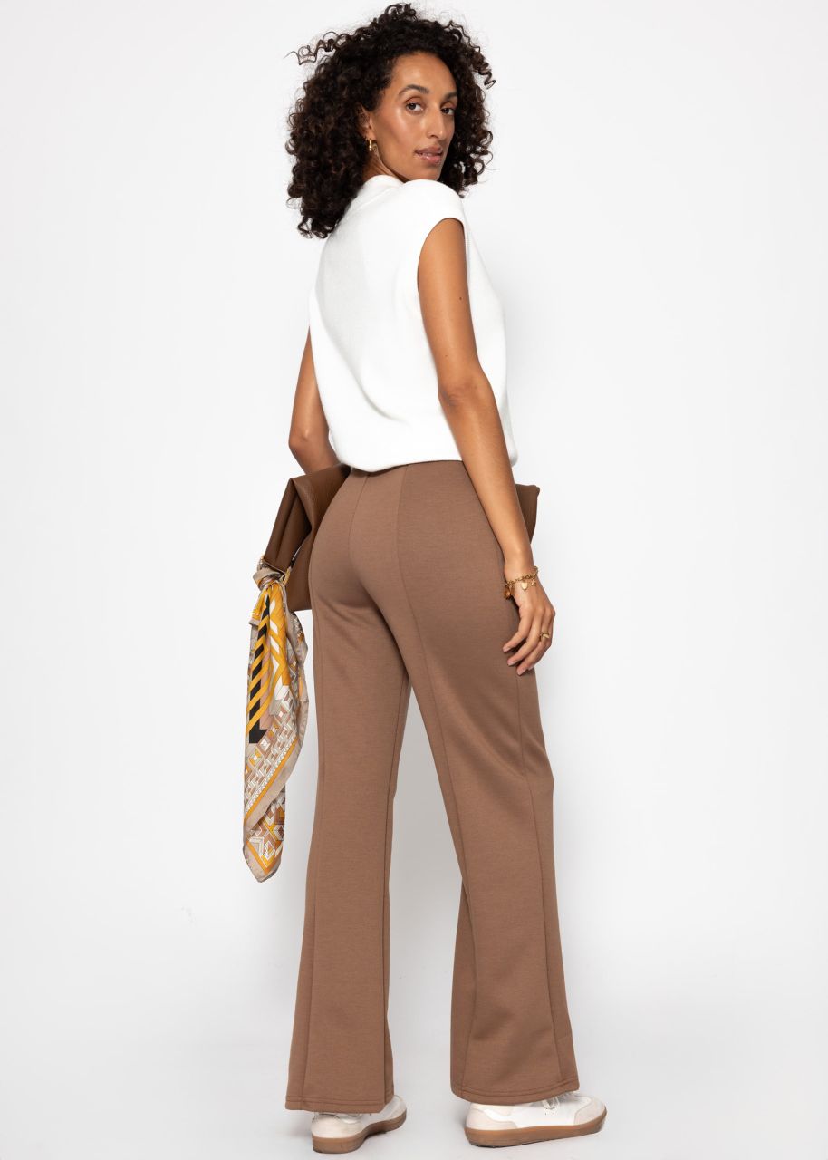Highwaist trousers with straight leg and decorative stitching - brown