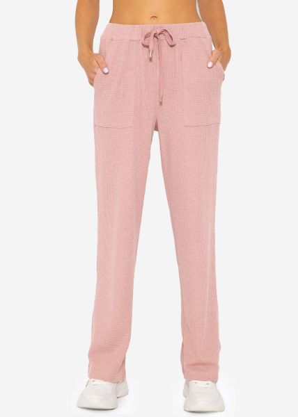 Casual pants in waffle piqué - dusky pink