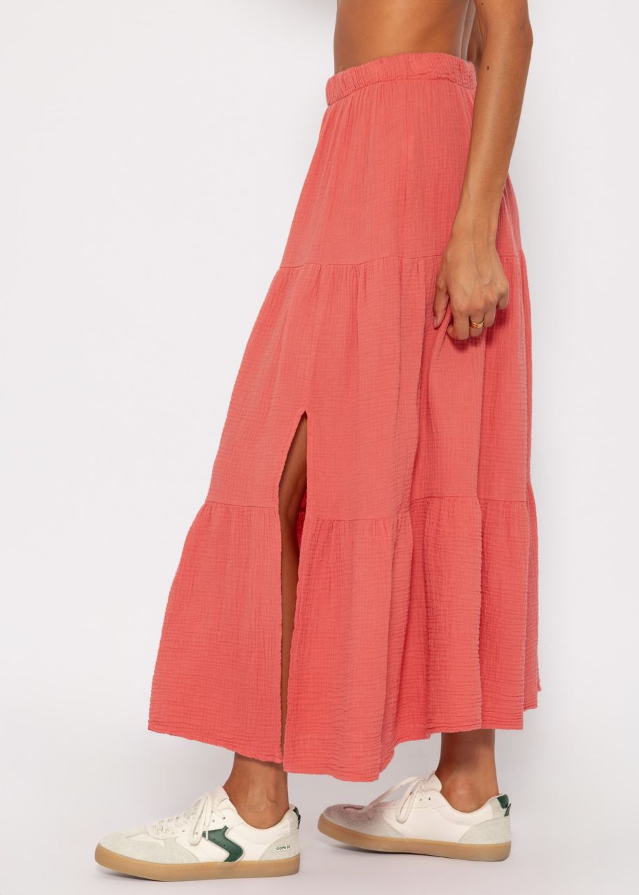 Muslin maxi skirt with slit - lobster