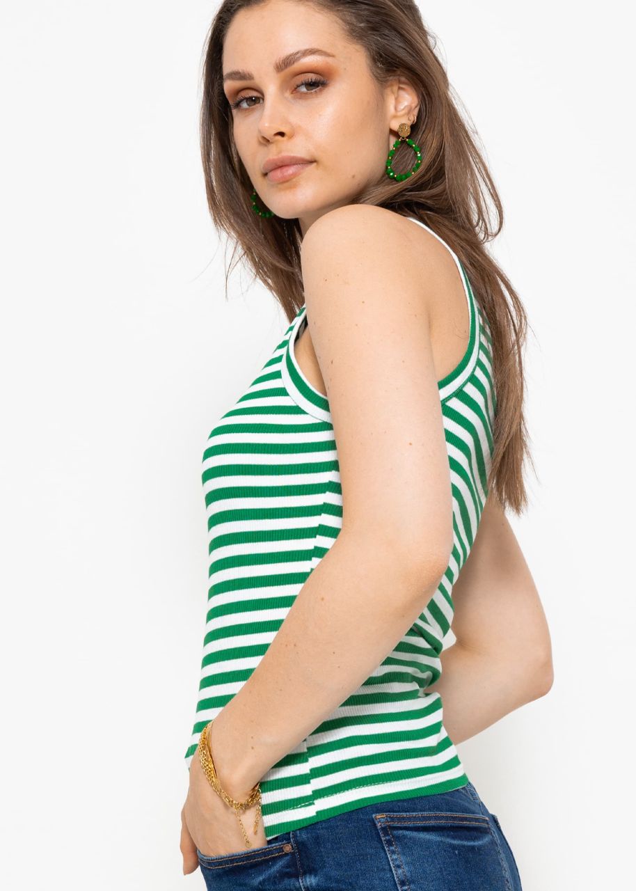 Striped top, green / white